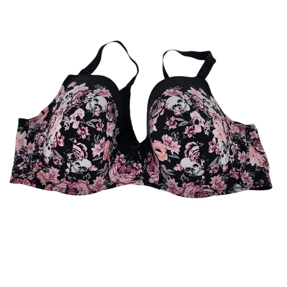 Torrid Curves Underwire Full Coverage Bra In Floral Skull Purple Size 44D